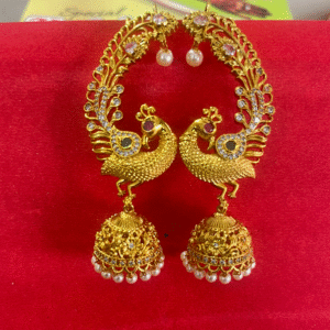 peacock jhumka earrings