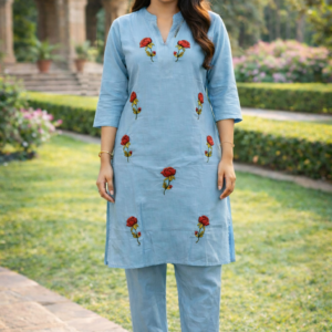 Embroidery Dress 2Pc Set With Lining